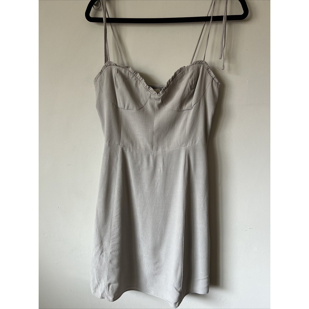 Aritzia Wilfred Fable Mini Dress With Tie Straps Size 6 NWT Ashen Light Grey